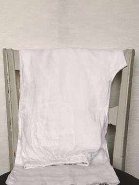 Linen Pants by ‘CMC’ White 100% Linen Trouser Pull-On Straight Leg High Rise L